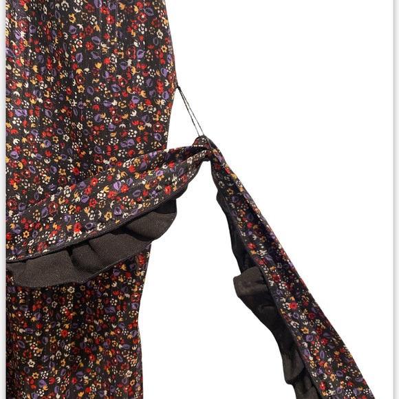 Maxi Dress by Derek Lam Asymmetrical Floral Ruffle Halter, Flowy Size 4 Black - Picture 7 of 12